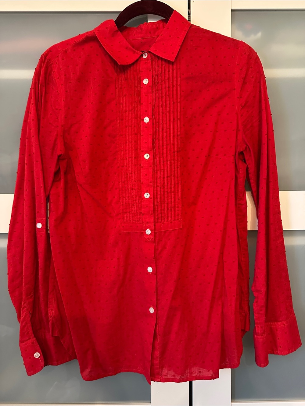 Talbots Red Pintuck Button-Front Blouse - Picture 1 of 3